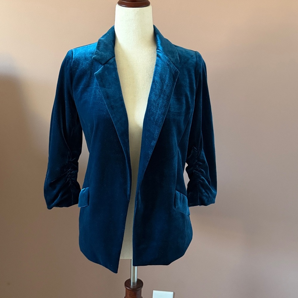 Women's Teal Velvet Blazer Jacket